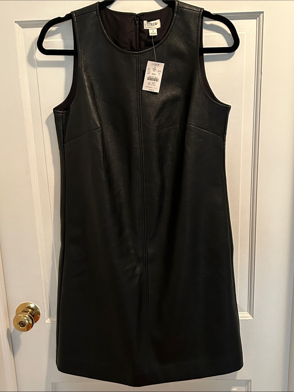 J. Crew Black Faux-Leather Sleeveless Midi Dress- NWT